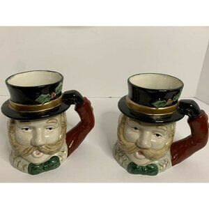 Vintage Omnibus Toby Mugs Christmas Village Carolers Tankards 1993 Fitz & Floyd
